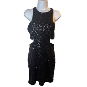 Express Black Sequined Peekaboo Cocktail Dress Size 6